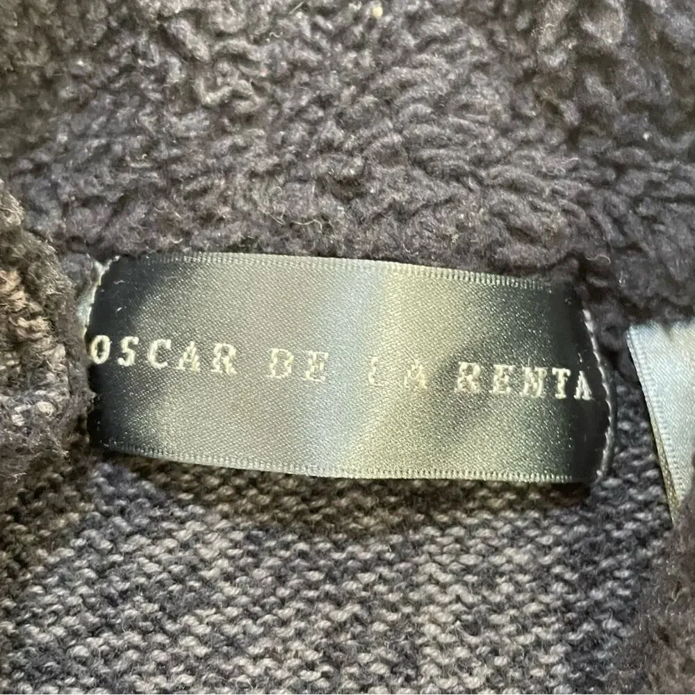 Oscar de la Renta Navy Heather Quarterzip Sweater Size XL